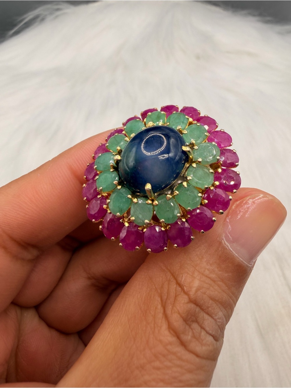 925 Sterling Silver Sapphire Emerald & Ruby Ring Size 6. - Picture 5 of 13